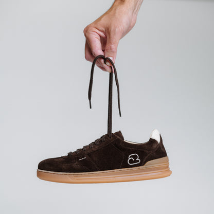 "Detailansicht des CYBRUS Sneakers LUWO II in dunkelbraun"